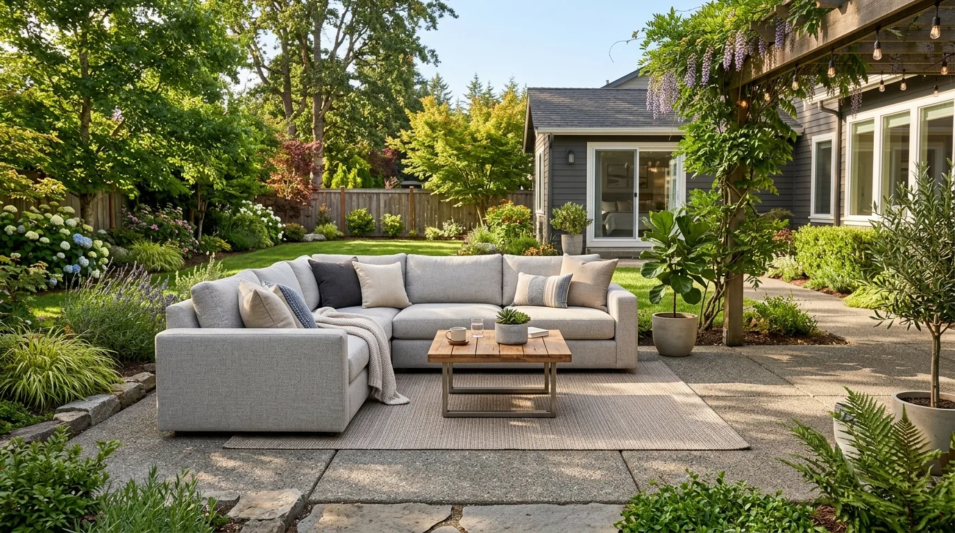 Concrete Patio with Sectional Seating
